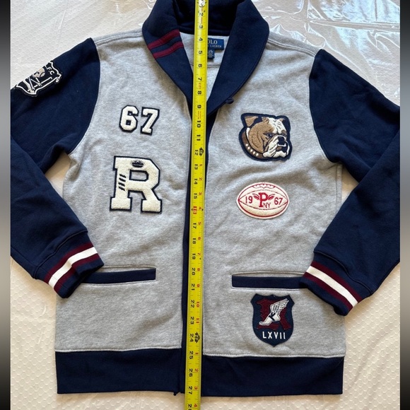 Polo Ralph Lauren Boys L 14-16 PREPPY STYLISH letterman cardigan - Picture 8 of 12